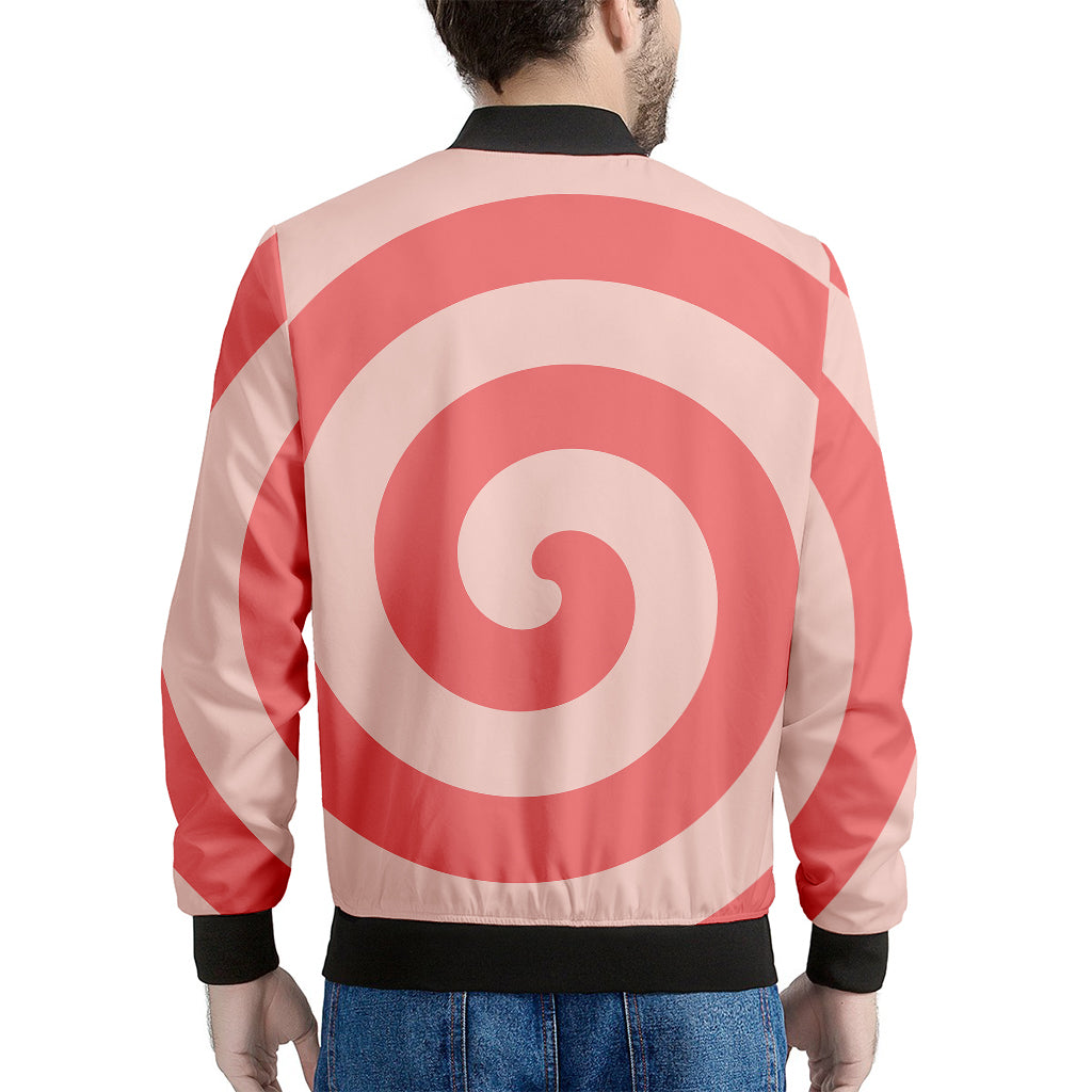 Pink Circle Swirl Print Men's Bomber Jacket