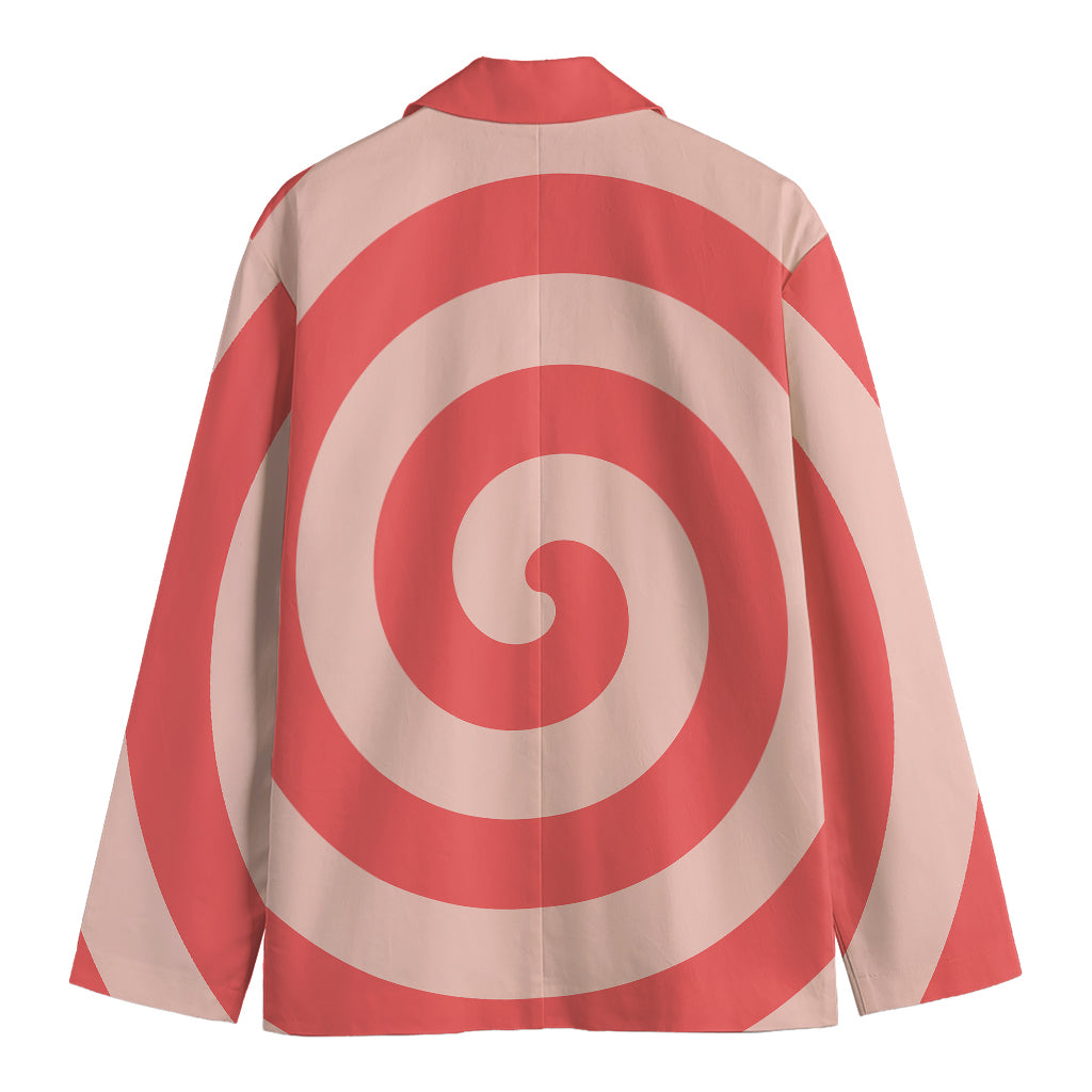 Pink Circle Swirl Print Men's Cotton Blazer