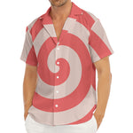 Pink Circle Swirl Print Men's Deep V-Neck Shirt