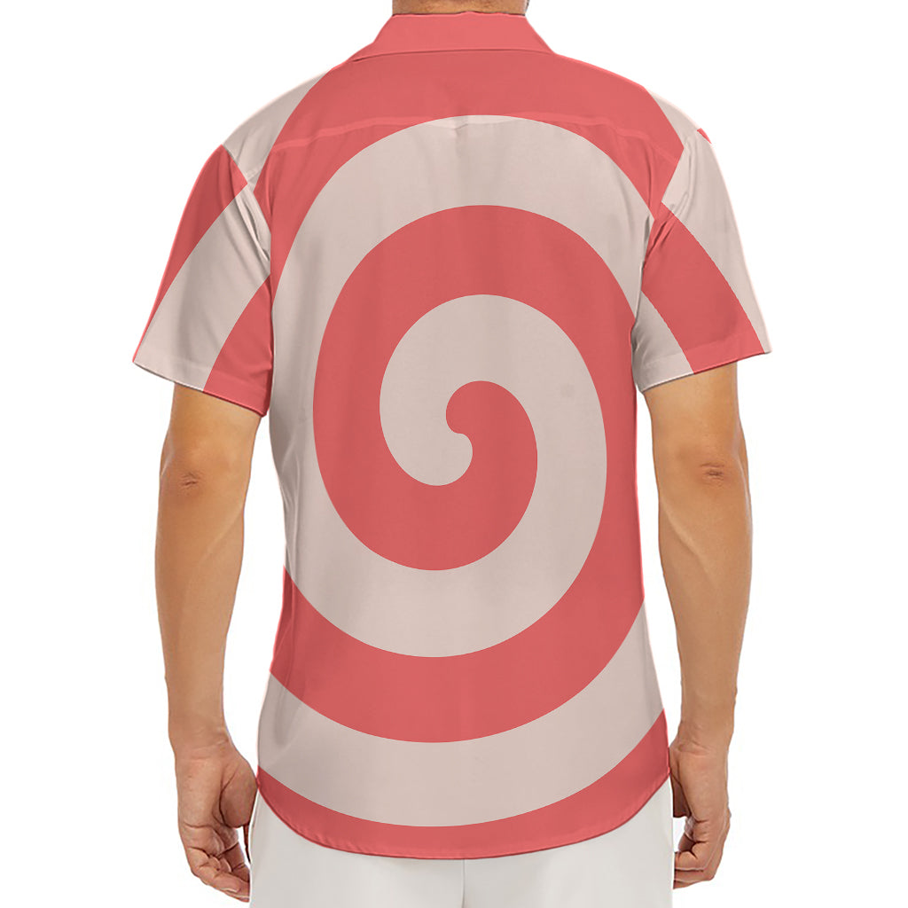 Pink Circle Swirl Print Men's Deep V-Neck Shirt