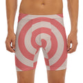 Pink Circle Swirl Print Men's Long Boxer Briefs