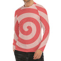 Pink Circle Swirl Print Men's Long Sleeve Rash Guard