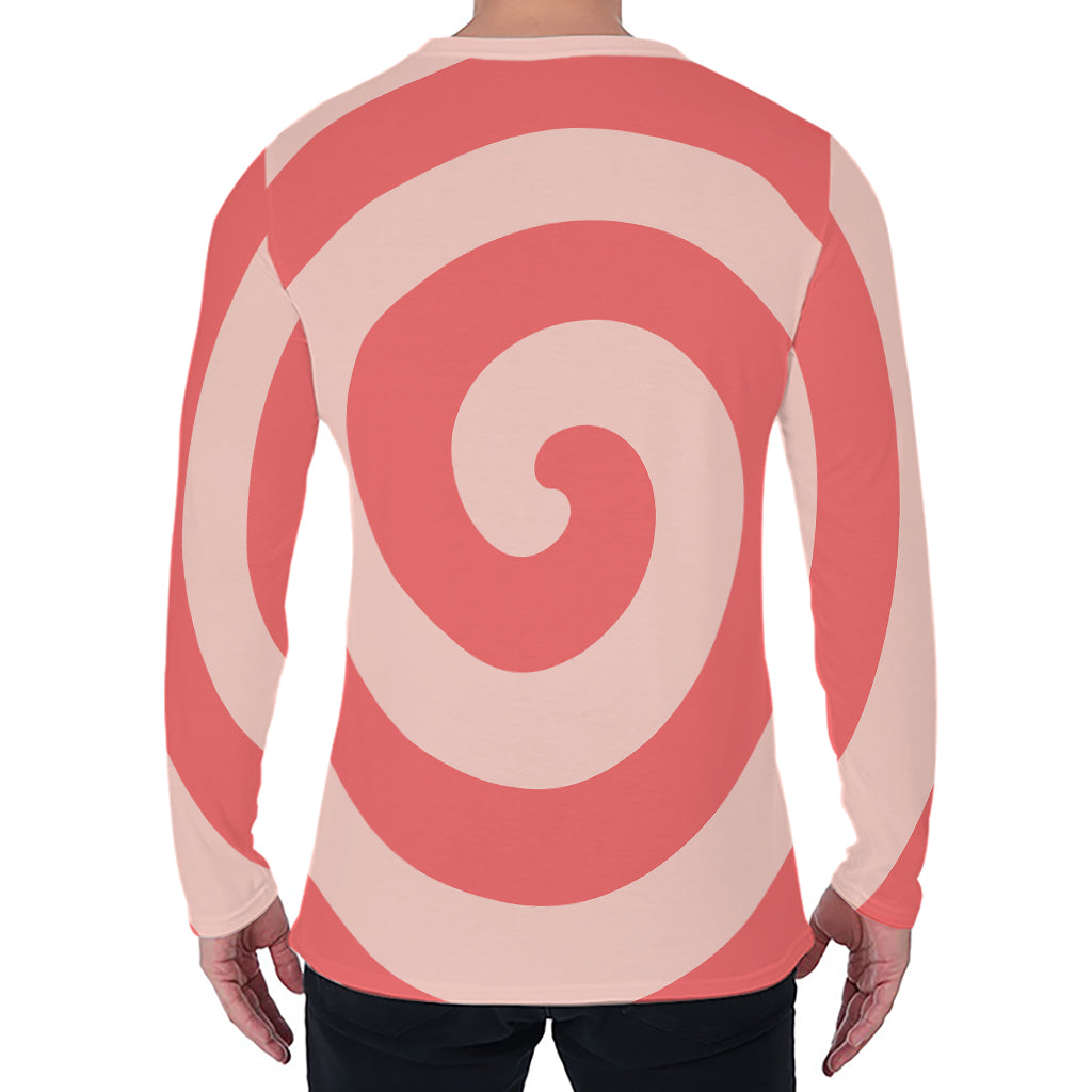 Pink Circle Swirl Print Men's Long Sleeve T-Shirt