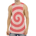 Pink Circle Swirl Print Men's Muscle Tank Top