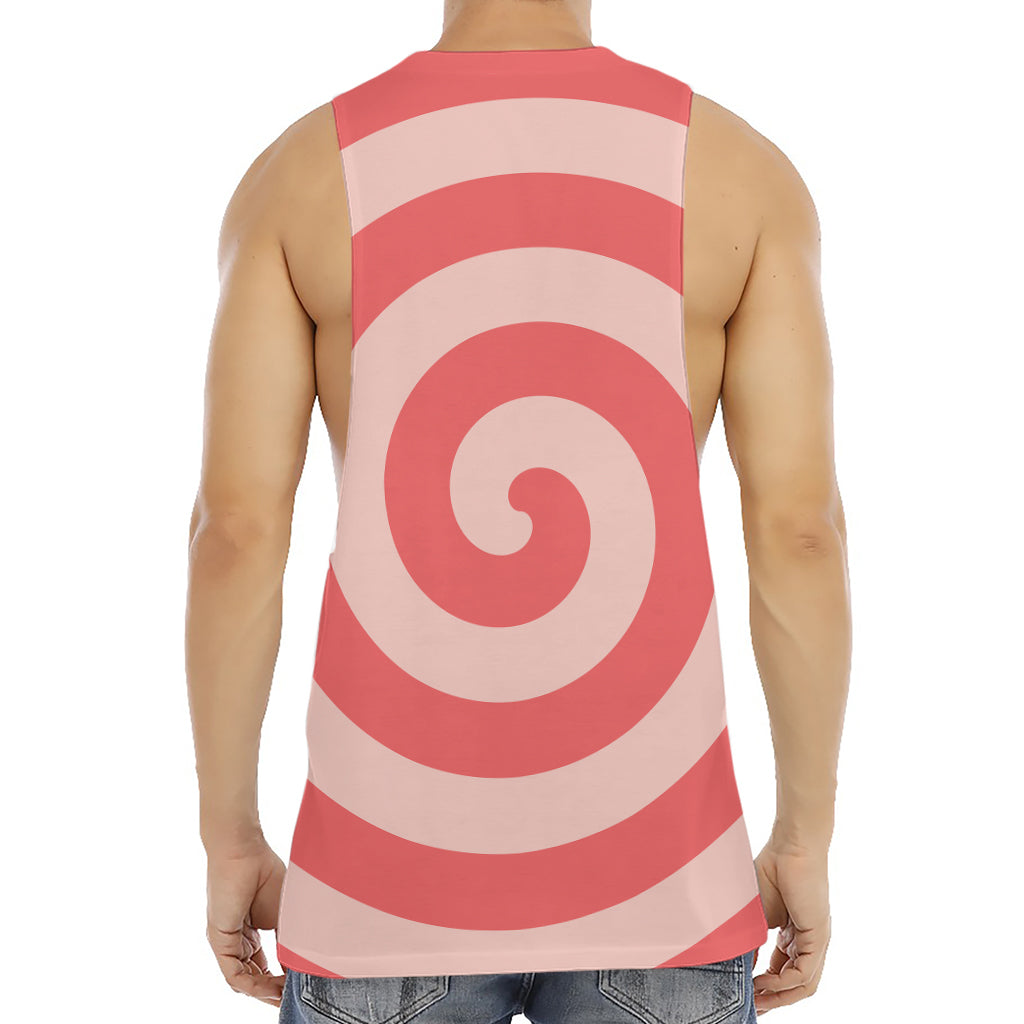 Pink Circle Swirl Print Men's Muscle Tank Top