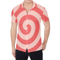 Pink Circle Swirl Print Men's Shirt