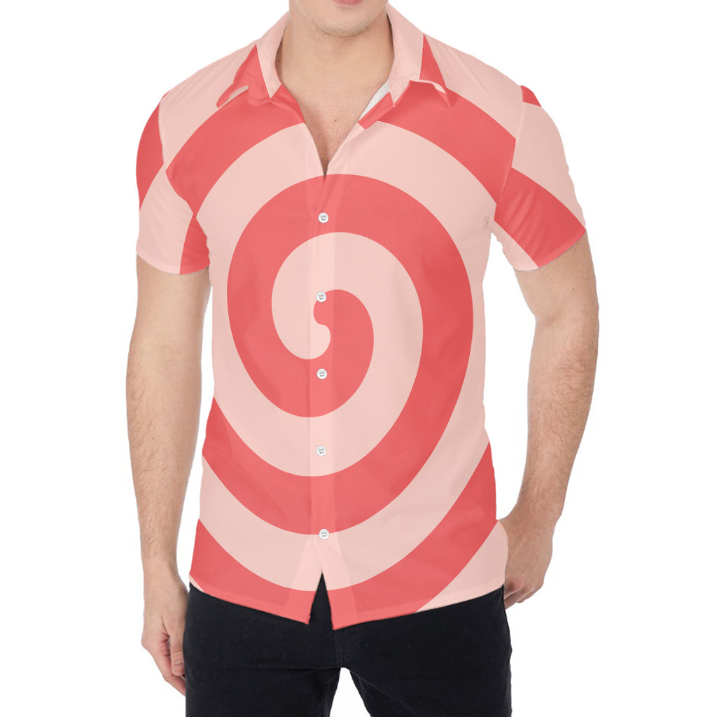 Pink Circle Swirl Print Men's Shirt