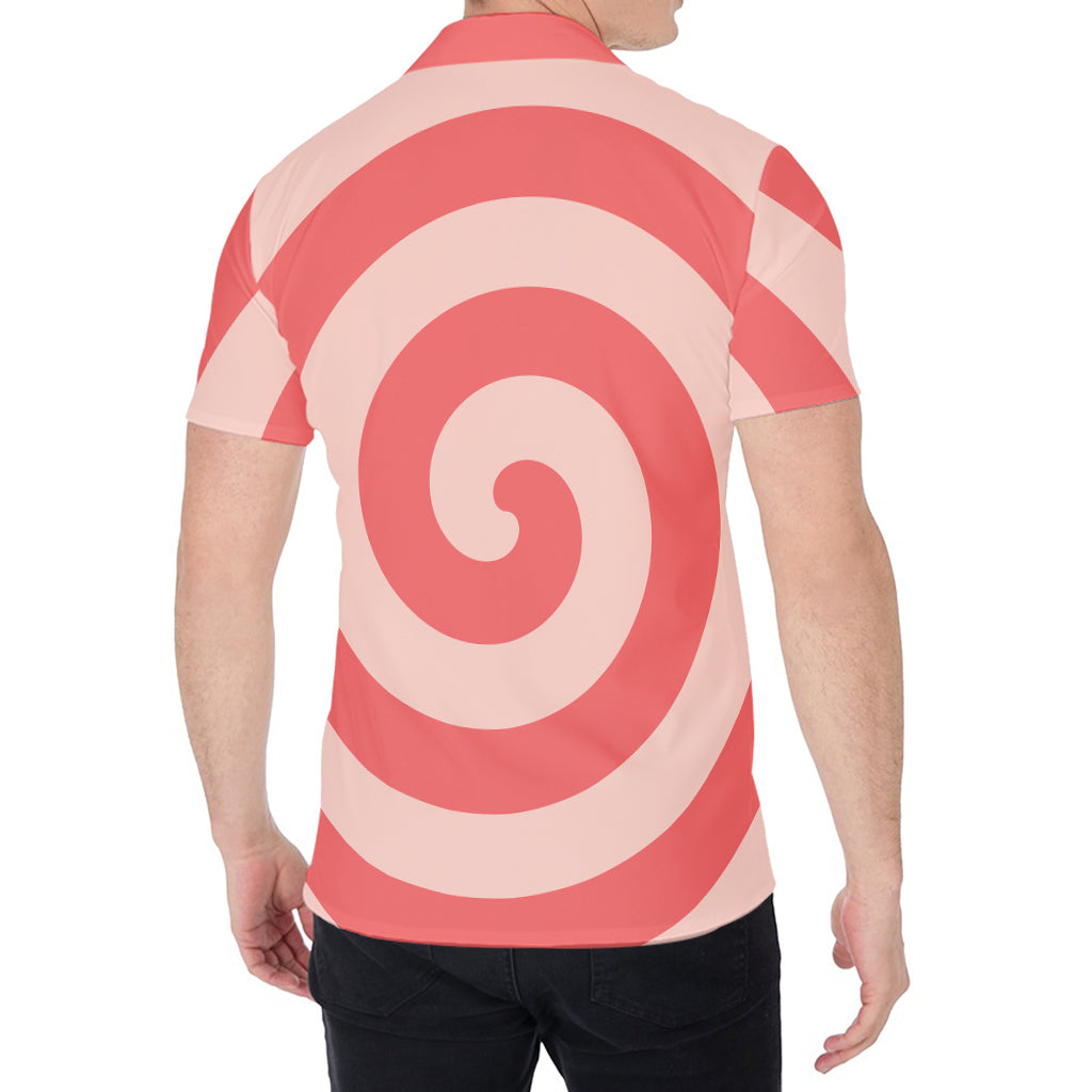 Pink Circle Swirl Print Men's Shirt