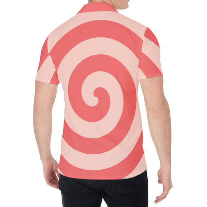 Pink Circle Swirl Print Men's Shirt