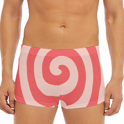 Pink Circle Swirl Print Men's Short Boxer Briefs