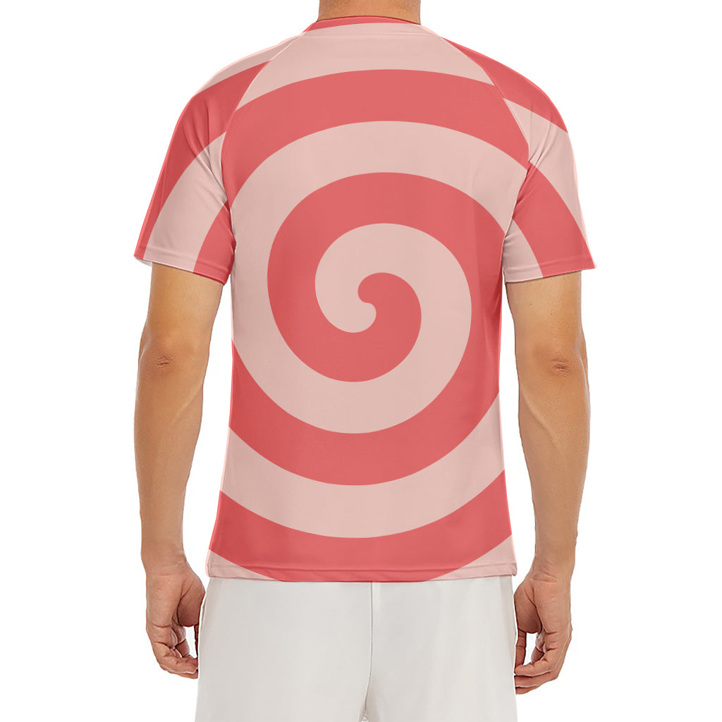 Pink Circle Swirl Print Men's Short Sleeve Rash Guard