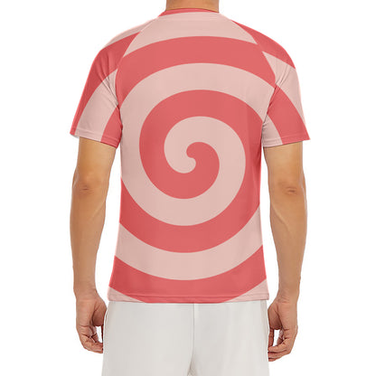Pink Circle Swirl Print Men's Short Sleeve Rash Guard