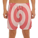 Pink Circle Swirl Print Men's Split Running Shorts