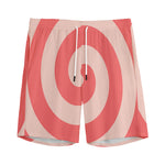 Pink Circle Swirl Print Men's Sports Shorts