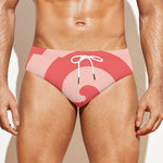 Pink Circle Swirl Print Men's Swim Briefs