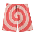 Pink Circle Swirl Print Men's Swim Trunks
