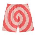 Pink Circle Swirl Print Men's Swim Trunks