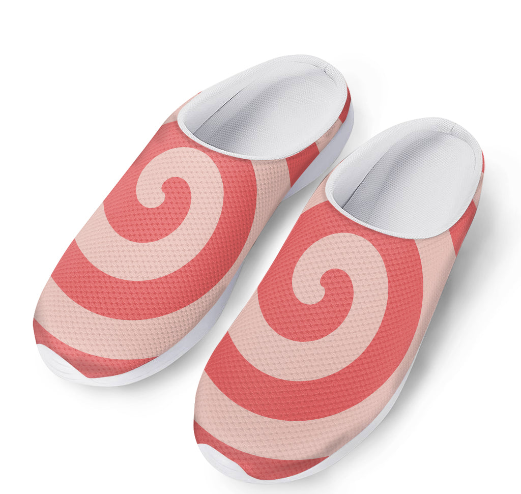 Pink Circle Swirl Print Mesh Casual Shoes