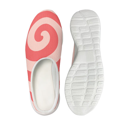 Pink Circle Swirl Print Mesh Casual Shoes