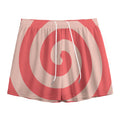 Pink Circle Swirl Print Mesh Shorts