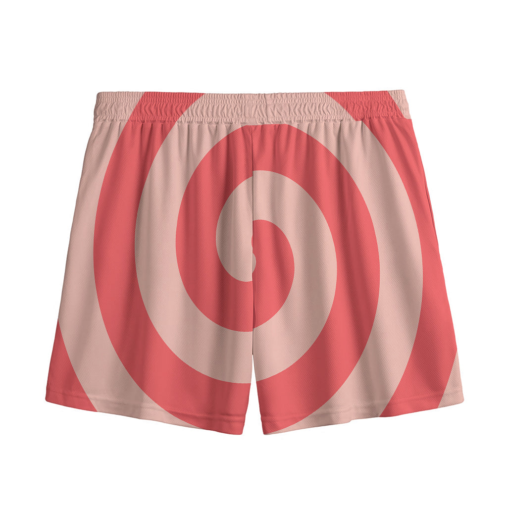 Pink Circle Swirl Print Mesh Shorts