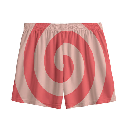 Pink Circle Swirl Print Mesh Shorts