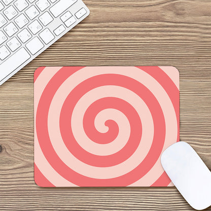 Pink Circle Swirl Print Mouse Pad