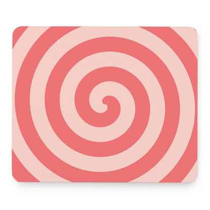 Pink Circle Swirl Print Mouse Pad