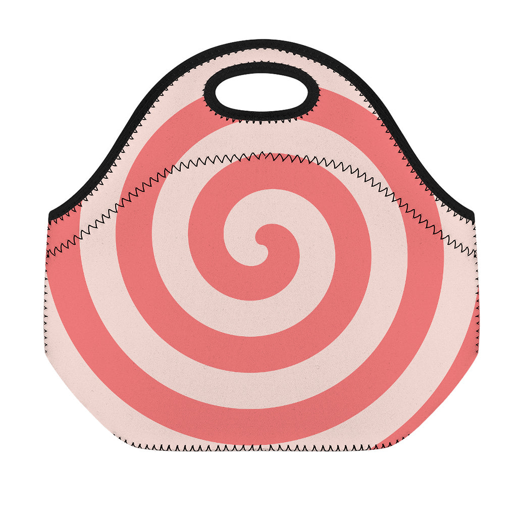 Pink Circle Swirl Print Neoprene Lunch Bag
