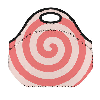 Pink Circle Swirl Print Neoprene Lunch Bag