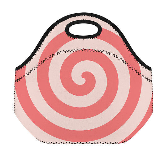Pink Circle Swirl Print Neoprene Lunch Bag
