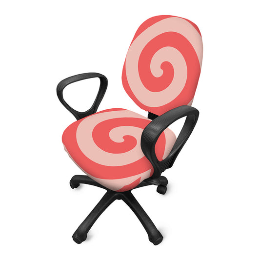 Pink Circle Swirl Print Office Chair Cover