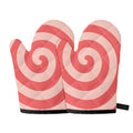 Pink Circle Swirl Print Oven Mitts