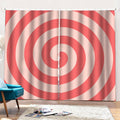 Pink Circle Swirl Print Pencil Pleat Curtains