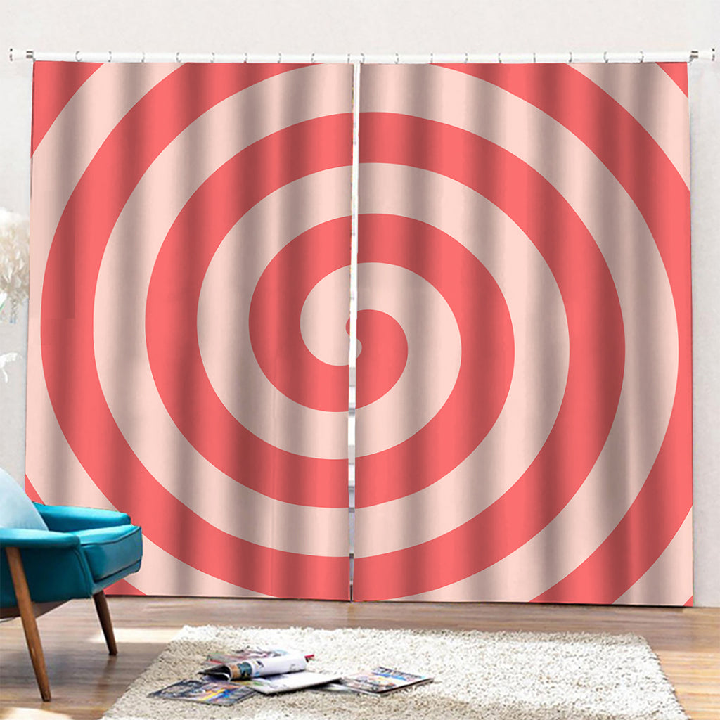 Pink Circle Swirl Print Pencil Pleat Curtains