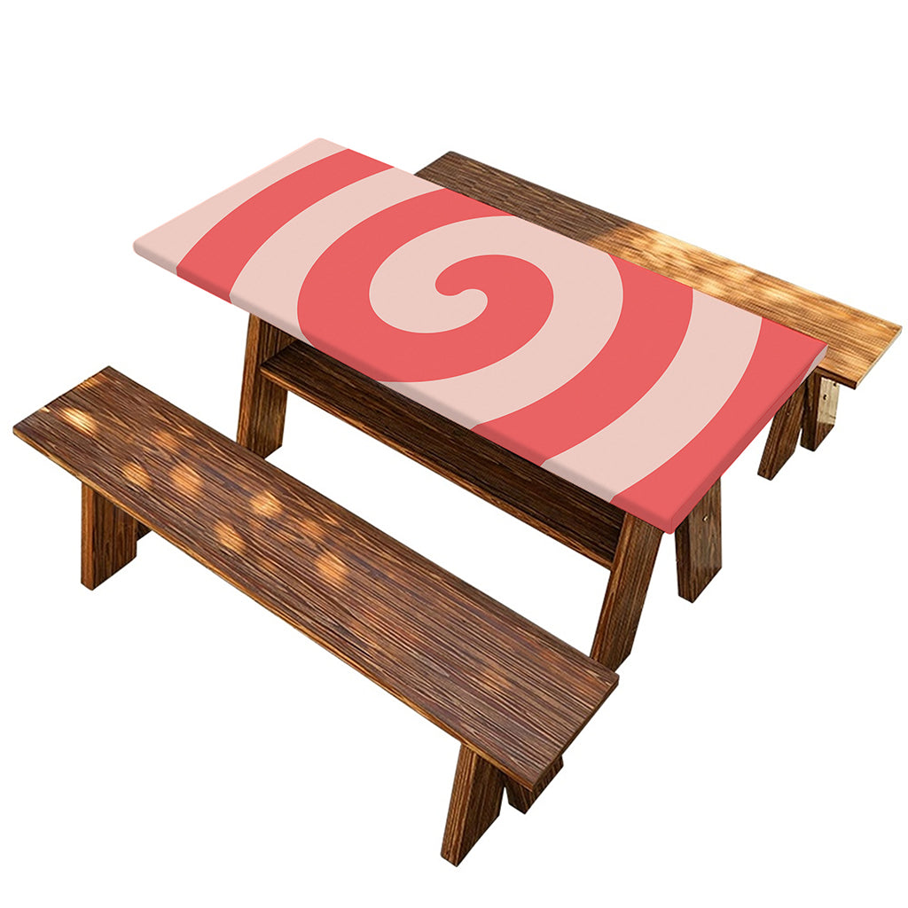 Pink Circle Swirl Print Picnic Table Cover