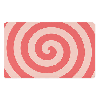 Pink Circle Swirl Print Polyester Doormat