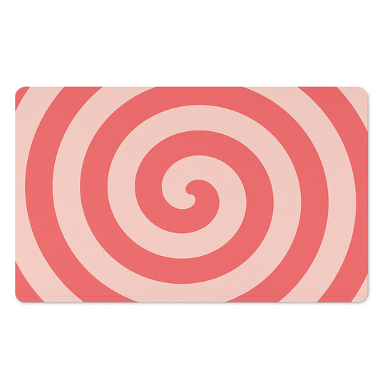Pink Circle Swirl Print Polyester Doormat