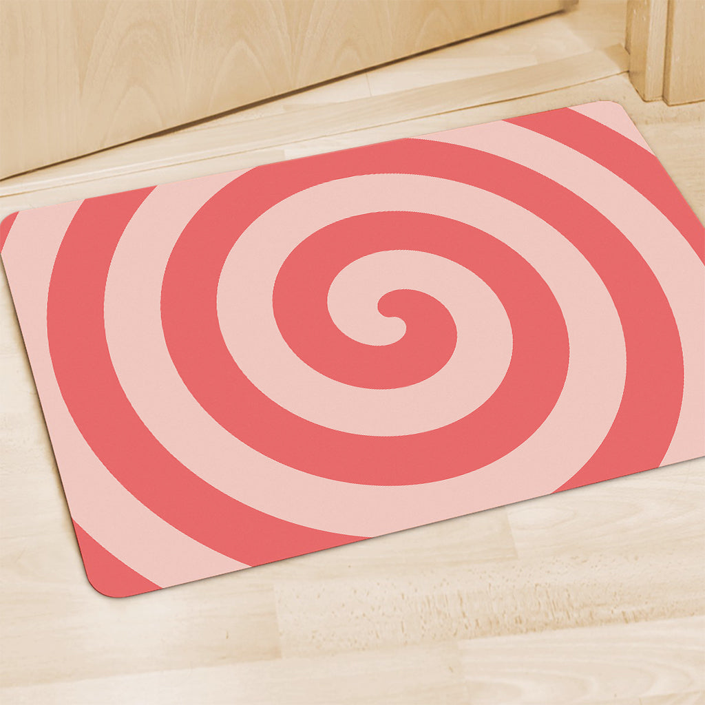 Pink Circle Swirl Print Polyester Doormat