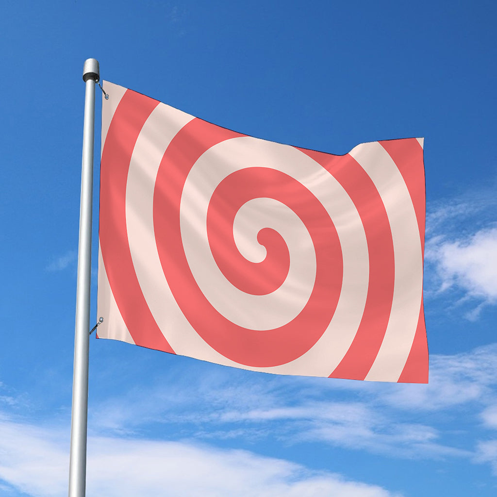 Pink Circle Swirl Print Polyester Flag