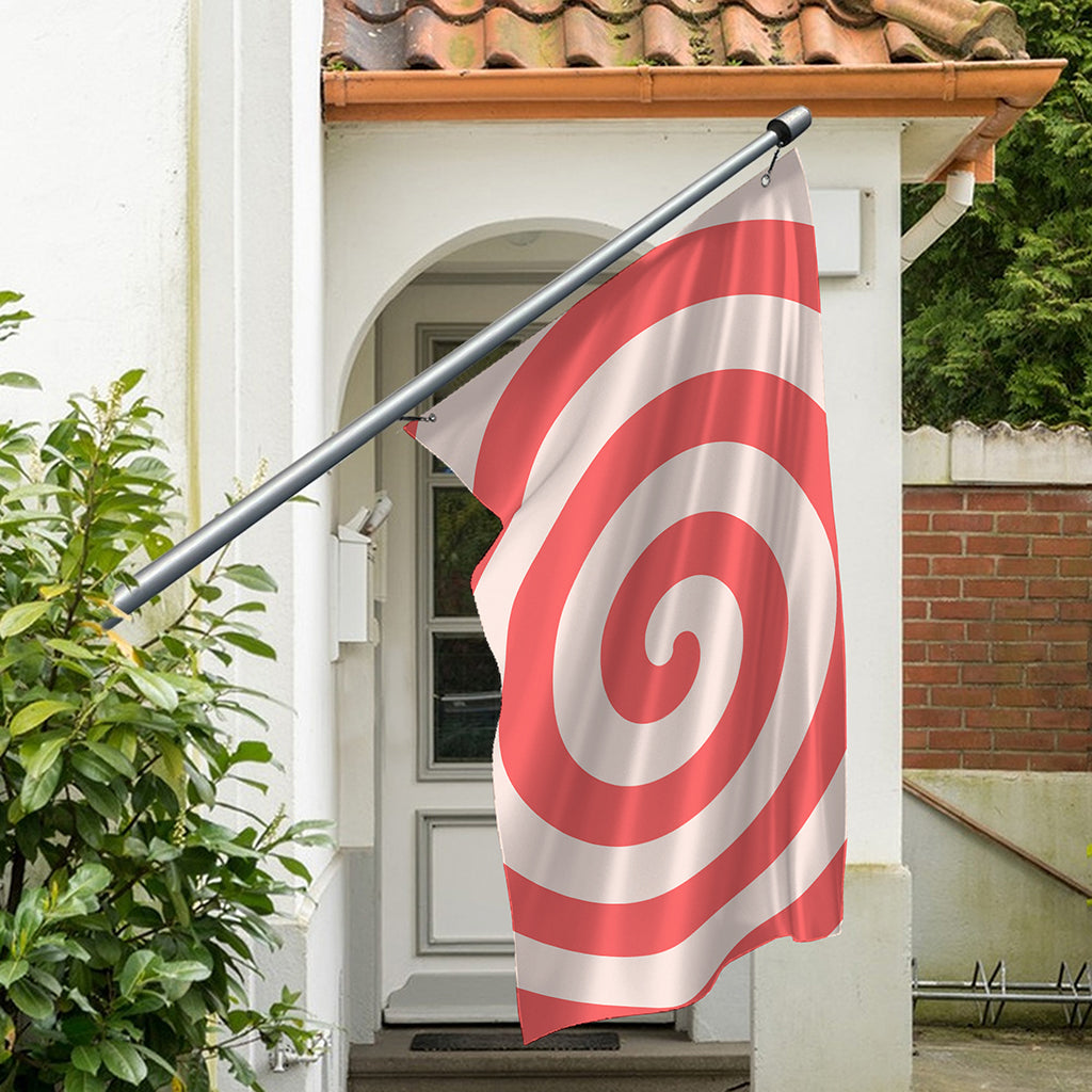 Pink Circle Swirl Print Polyester Flag