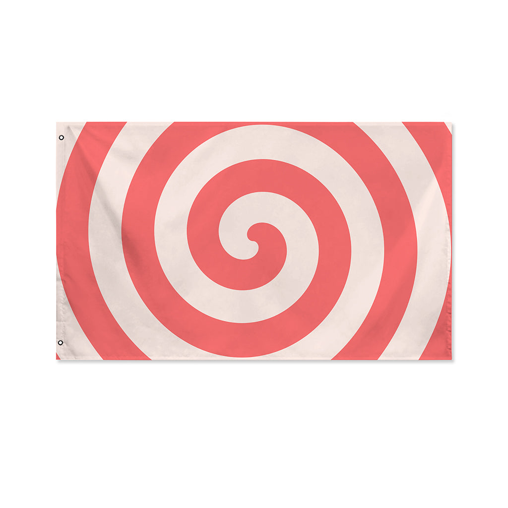 Pink Circle Swirl Print Polyester Flag