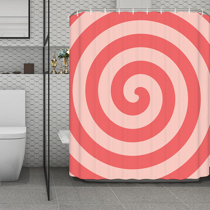 Pink Circle Swirl Print Polyester Shower Curtain