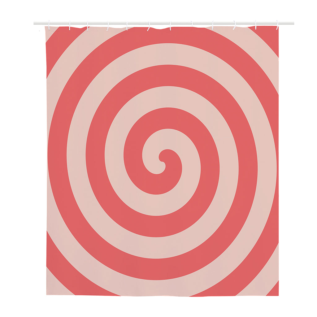 Pink Circle Swirl Print Polyester Shower Curtain