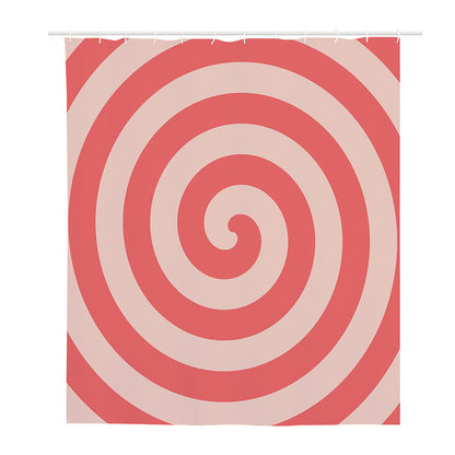 Pink Circle Swirl Print Polyester Shower Curtain