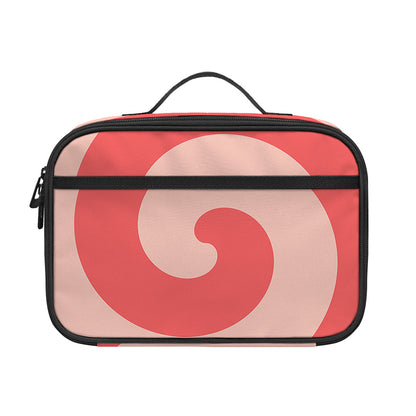 Pink Circle Swirl Print Portable Lunch Bag