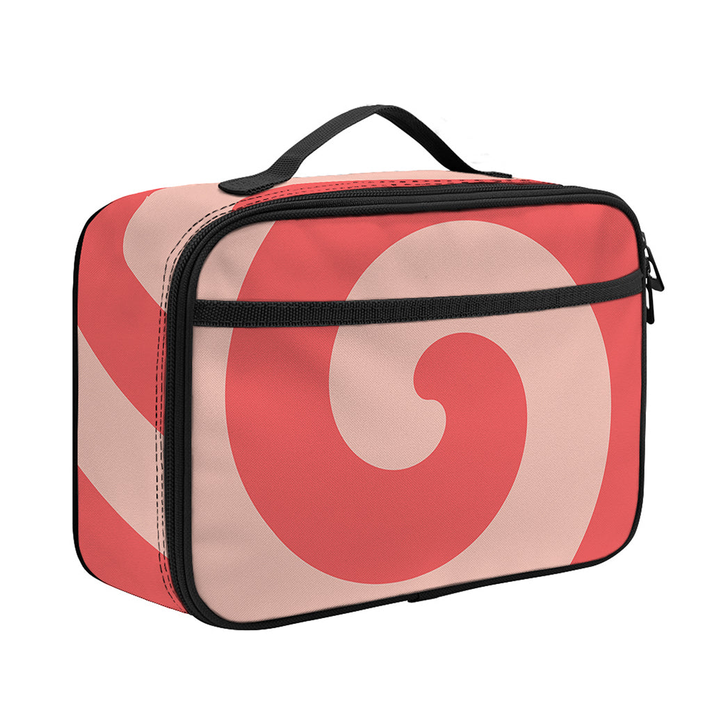 Pink Circle Swirl Print Portable Lunch Bag