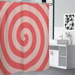 Pink Circle Swirl Print Premium Shower Curtain