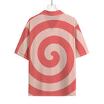 Pink Circle Swirl Print Rayon Hawaiian Shirt