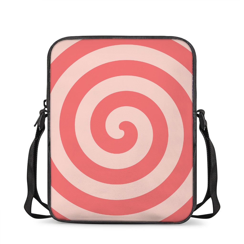 Pink Circle Swirl Print Rectangular Crossbody Bag